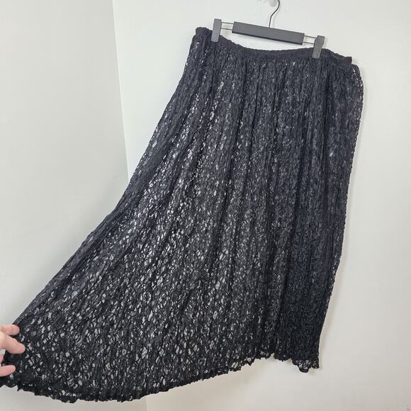 Vintage Express Black Lacey Sheer Gothic 90s Witchy Costume Maxi Skirt Size L - Picture 1 of 7
